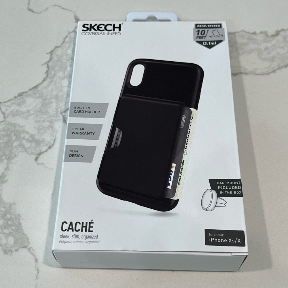 Skech Black Card Holder Phone Case for iPhone Xs/X new with tags